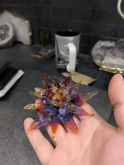 Ember Tide Water Lily | Handmade Boro Glass Flower | One-of-One | Disasterpiece Glass