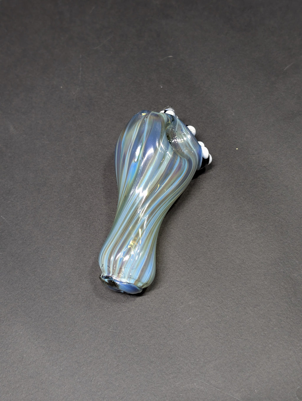 Fumed Glass | Layered Wave Design | Dot Accents | One-Of-One | Disasterpiece Glass