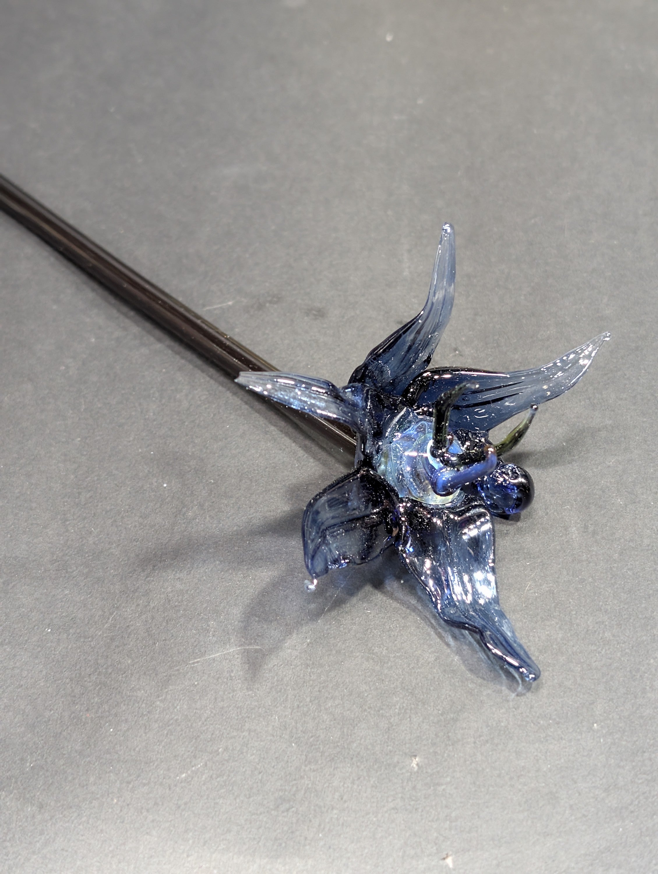 Glass Lily Flower | Midnight Bloom | Handcrafted Borosilicate | Vortex Center | One-of-a-Kind Artisan Glass Art | Disasterpiece Glass