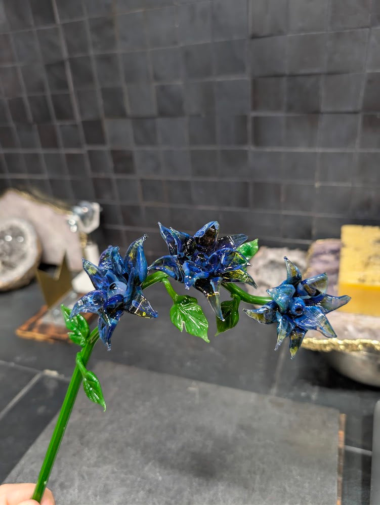 Midnight Climb Handmade Glass Clematis Vine | One-of-One