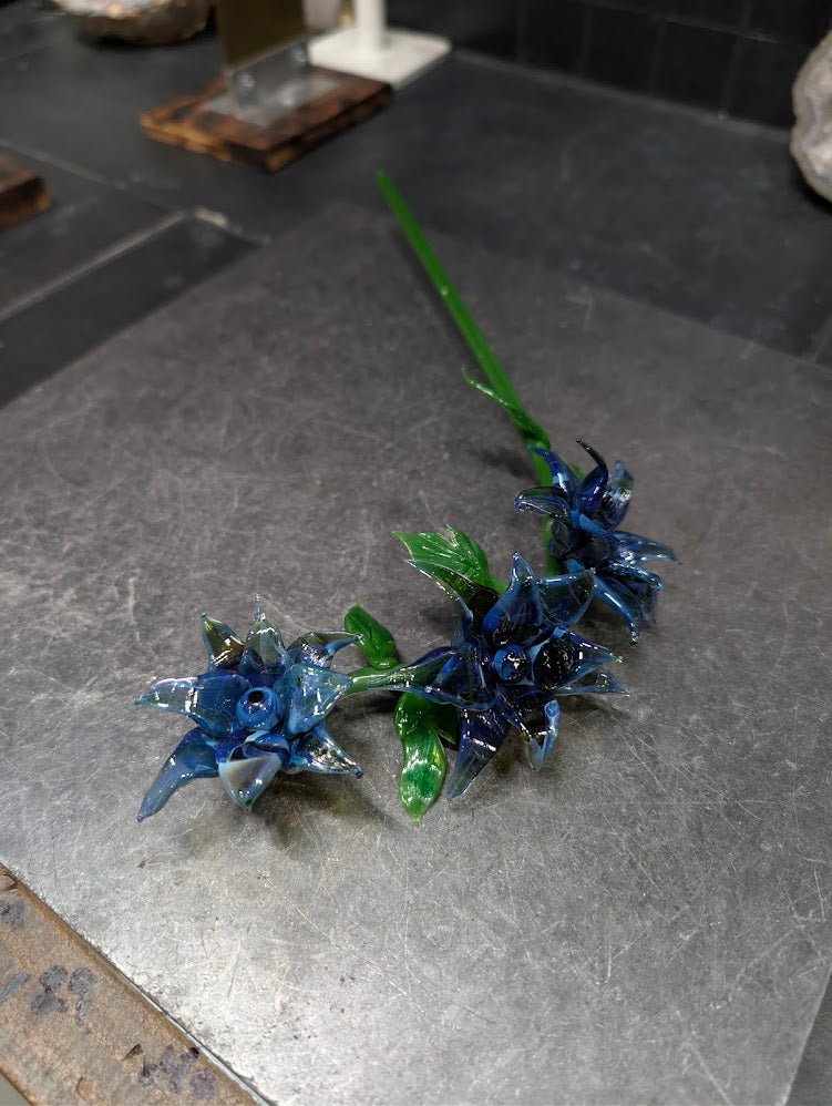Midnight Climb Handmade Glass Clematis Vine | One-of-One