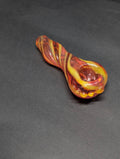 Handmade Glass | Red & Yellow Swirl Spoon with Marble Accents | One-Of-One | Disasterpiece Glass