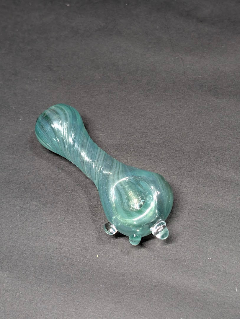 Seafoam-Green Swirl Glass Pipe | Layered Wave Design | One-Of-One | Disasterpiece Glass