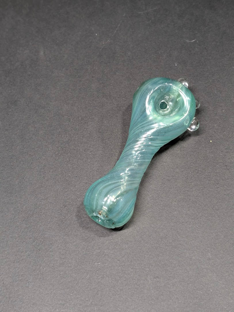 Seafoam-Green Swirl Glass Pipe | Layered Wave Design | One-Of-One | Disasterpiece Glass