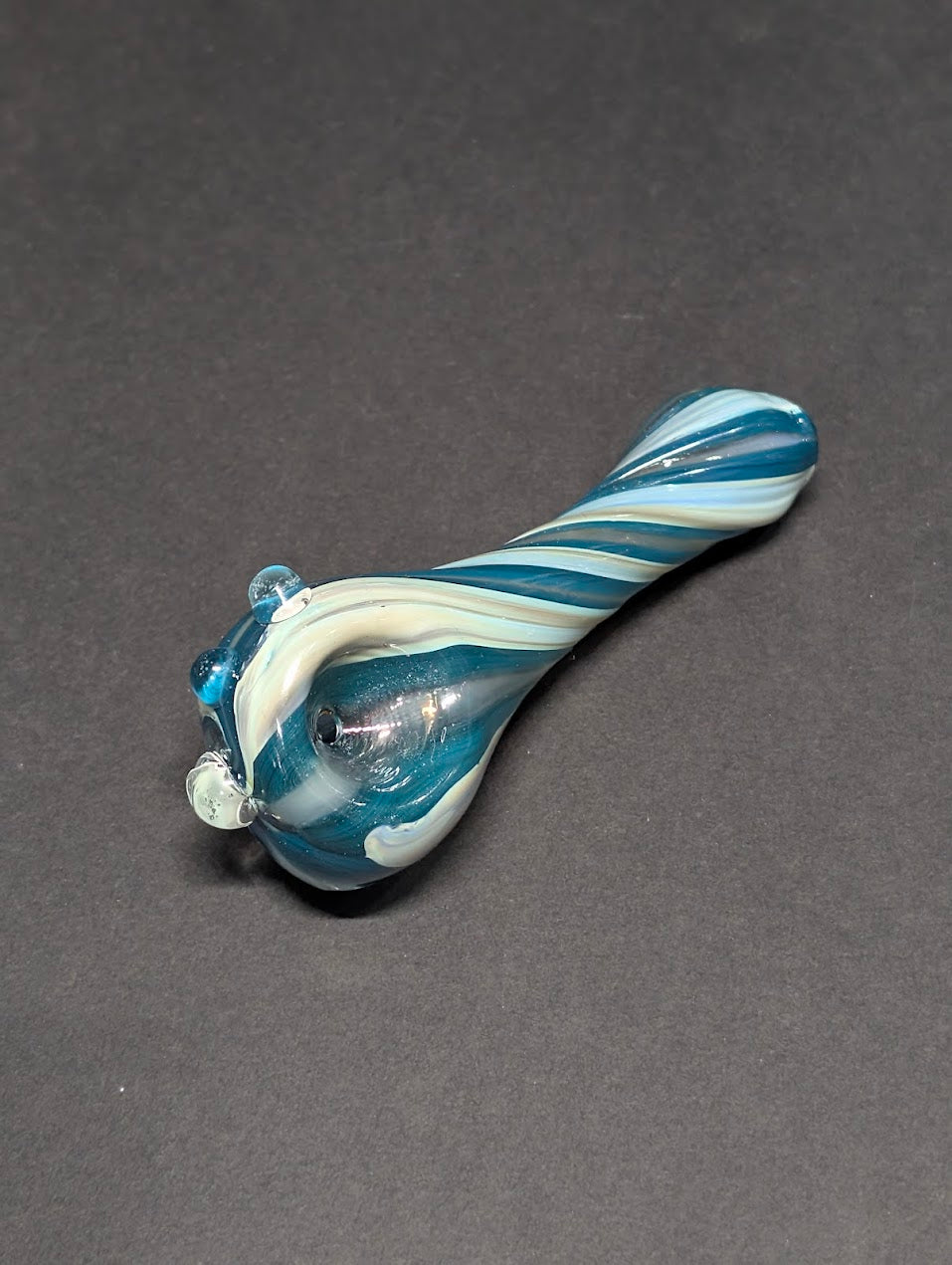 Handmade Glass | Blue & White Twisted Spoon | One-Of-One | Disasterpiece Glass