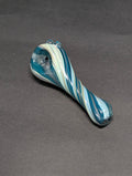 Handmade Glass | Blue & White Twisted Spoon | One-Of-One | Disasterpiece Glass