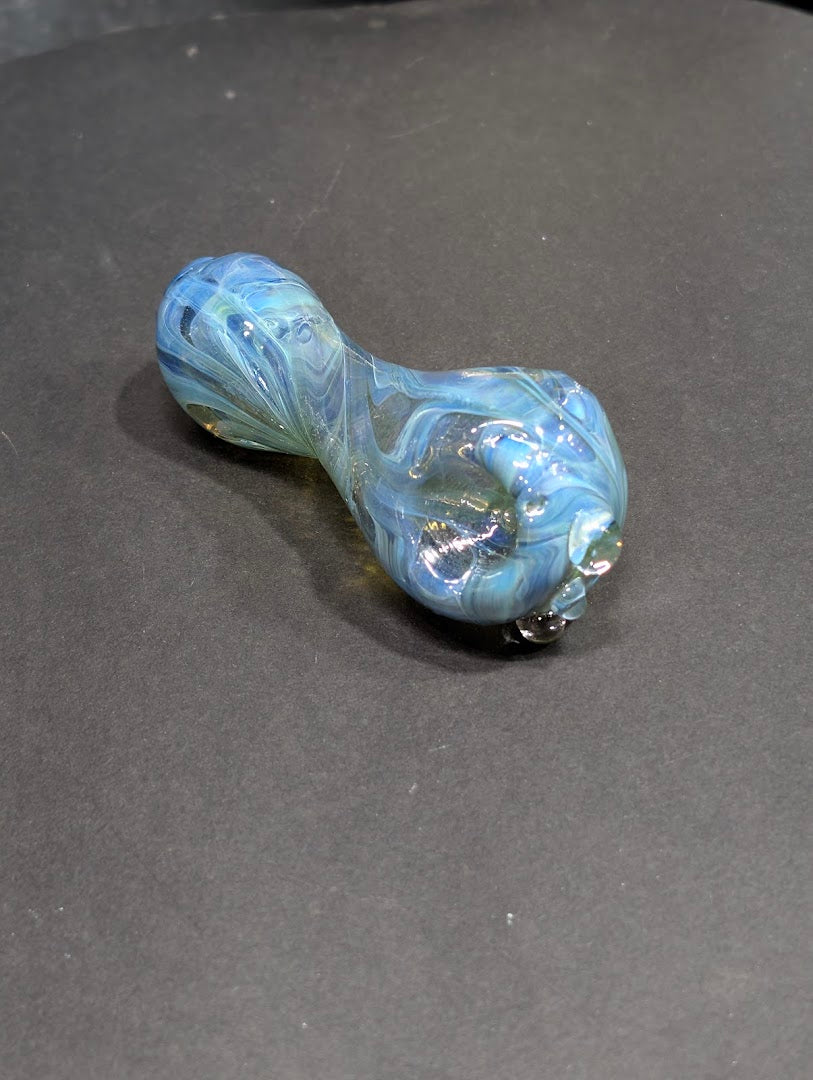 Frozen Current | Silver Fumed Blue Spoon | Glass Art | One-of-a-Kind | Disasterpiece Glass