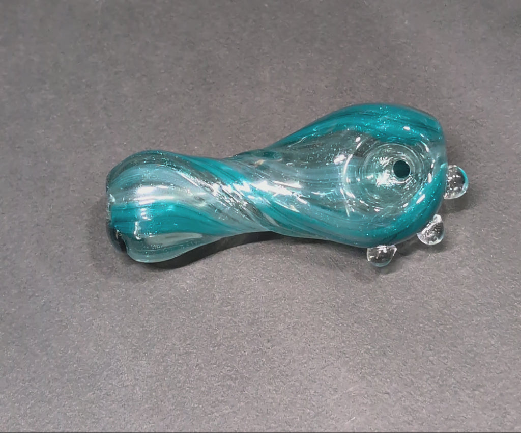 Teal Swirl Glass | Layered Wave Design | One-Of-One | Disasterpiece Glass