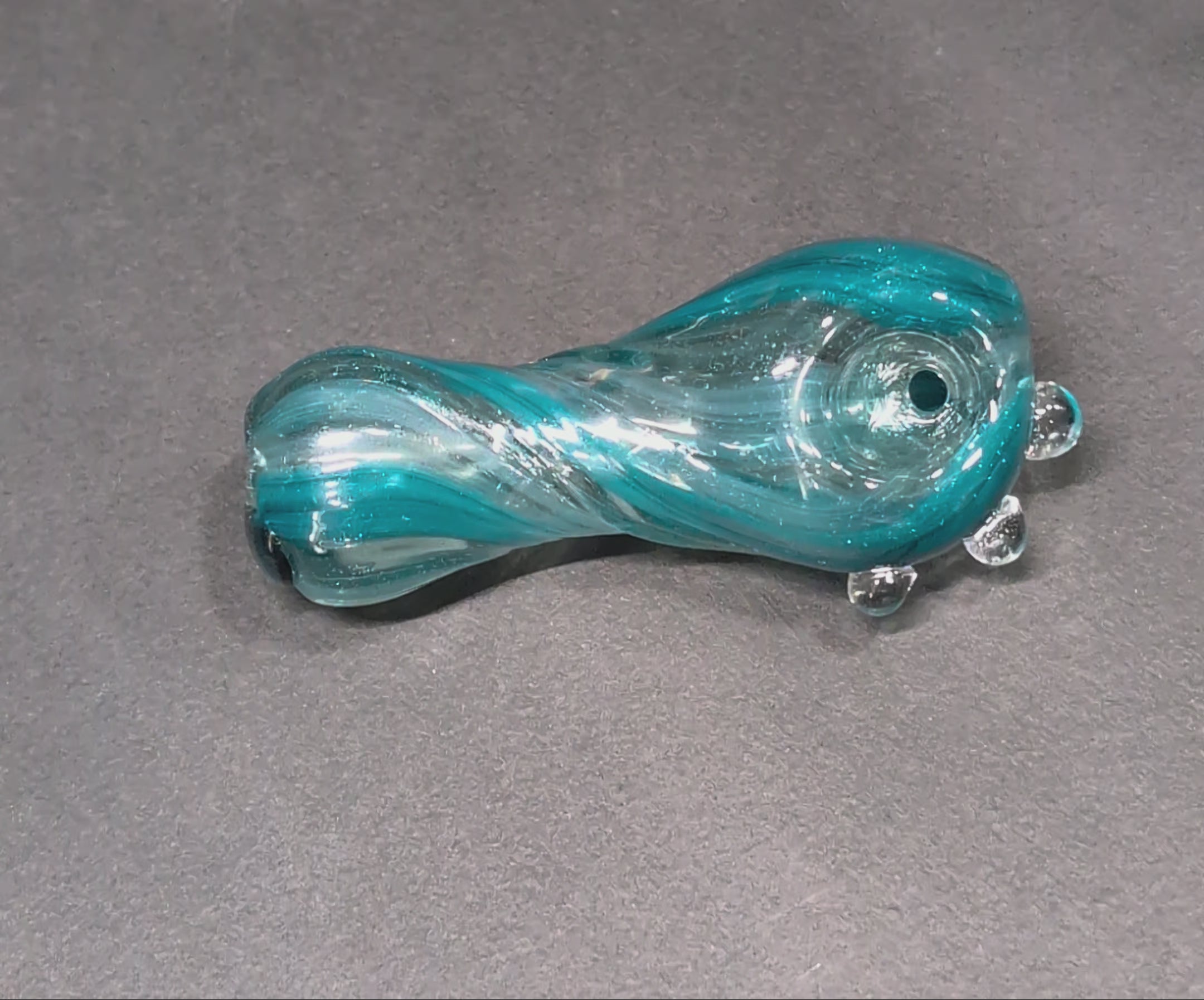 Teal Swirl Glass | Layered Wave Design | One-Of-One | Disasterpiece Glass
