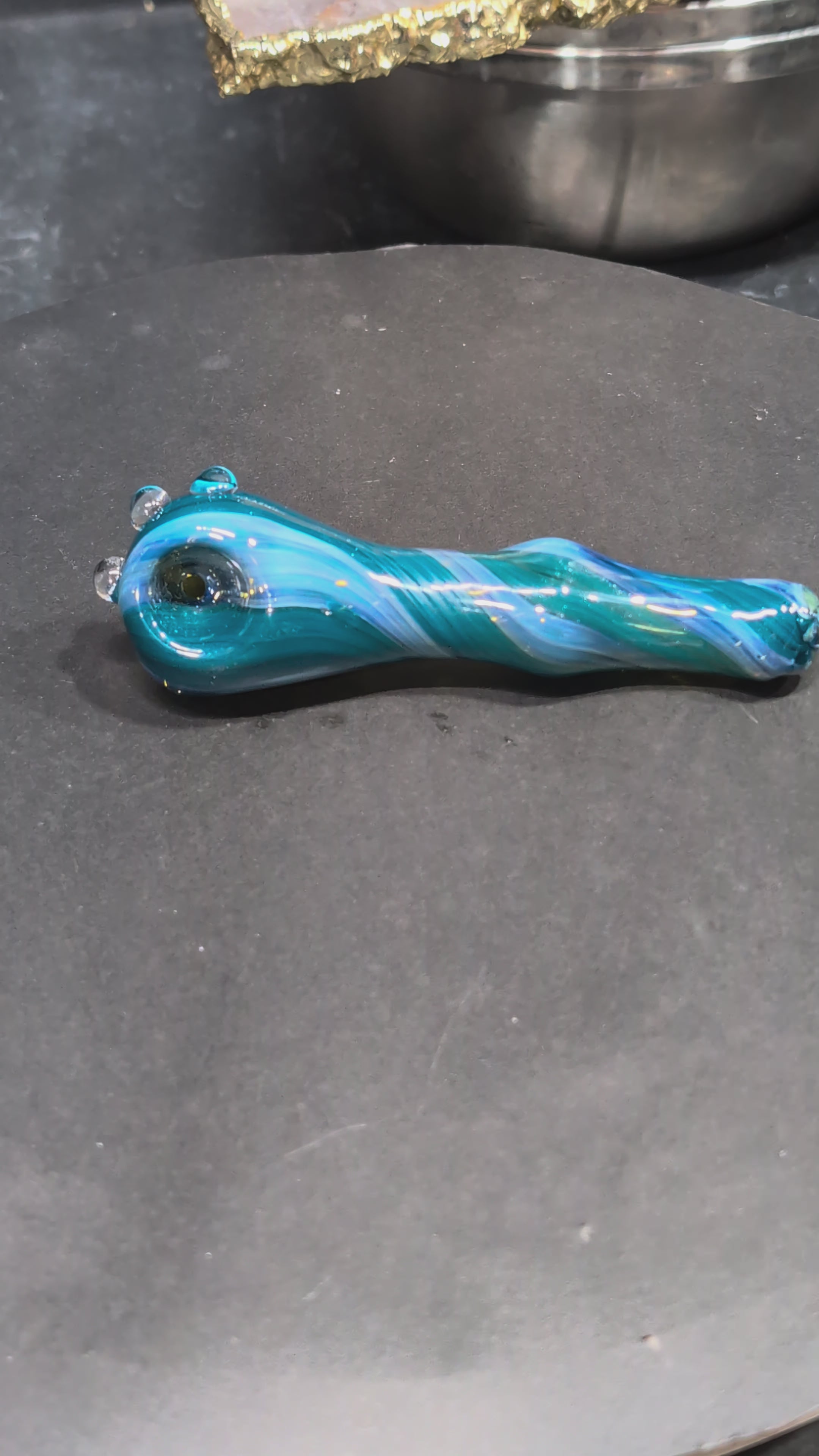 Tidal Drift | Sparkling Teal Maria Spoon | Handcrafted Glass Art | One-of-a-Kind | Disasterpiece Glass