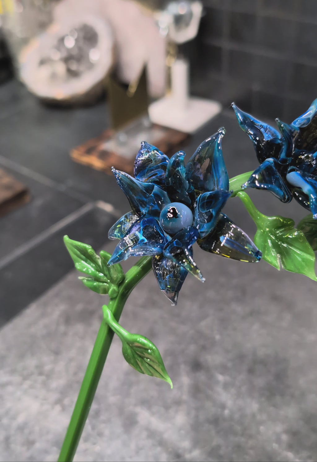 Midnight Climb Handmade Glass Clematis Vine | One-of-One