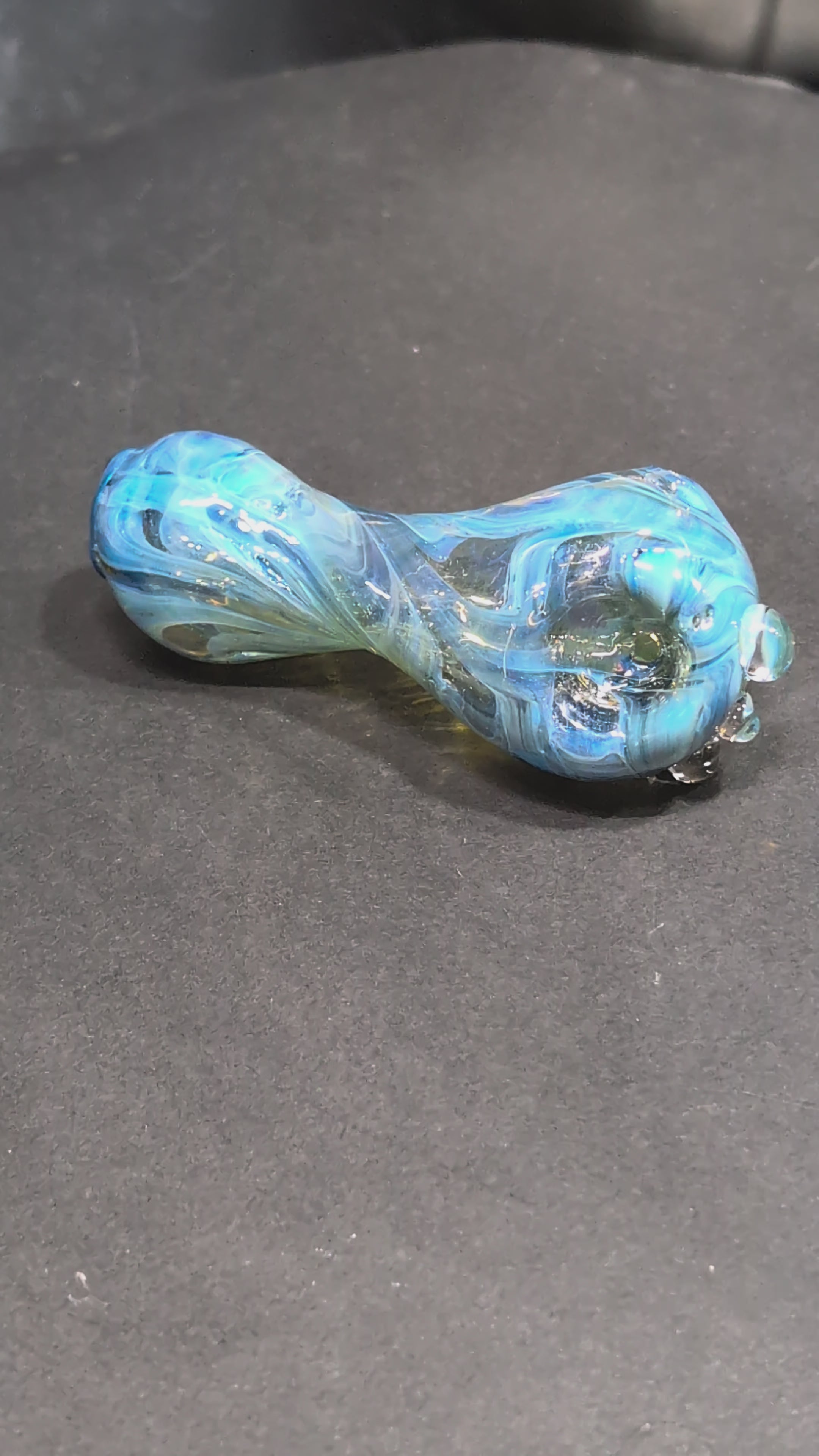 Frozen Current | Silver Fumed Blue Spoon | Glass Art | One-of-a-Kind | Disasterpiece Glass