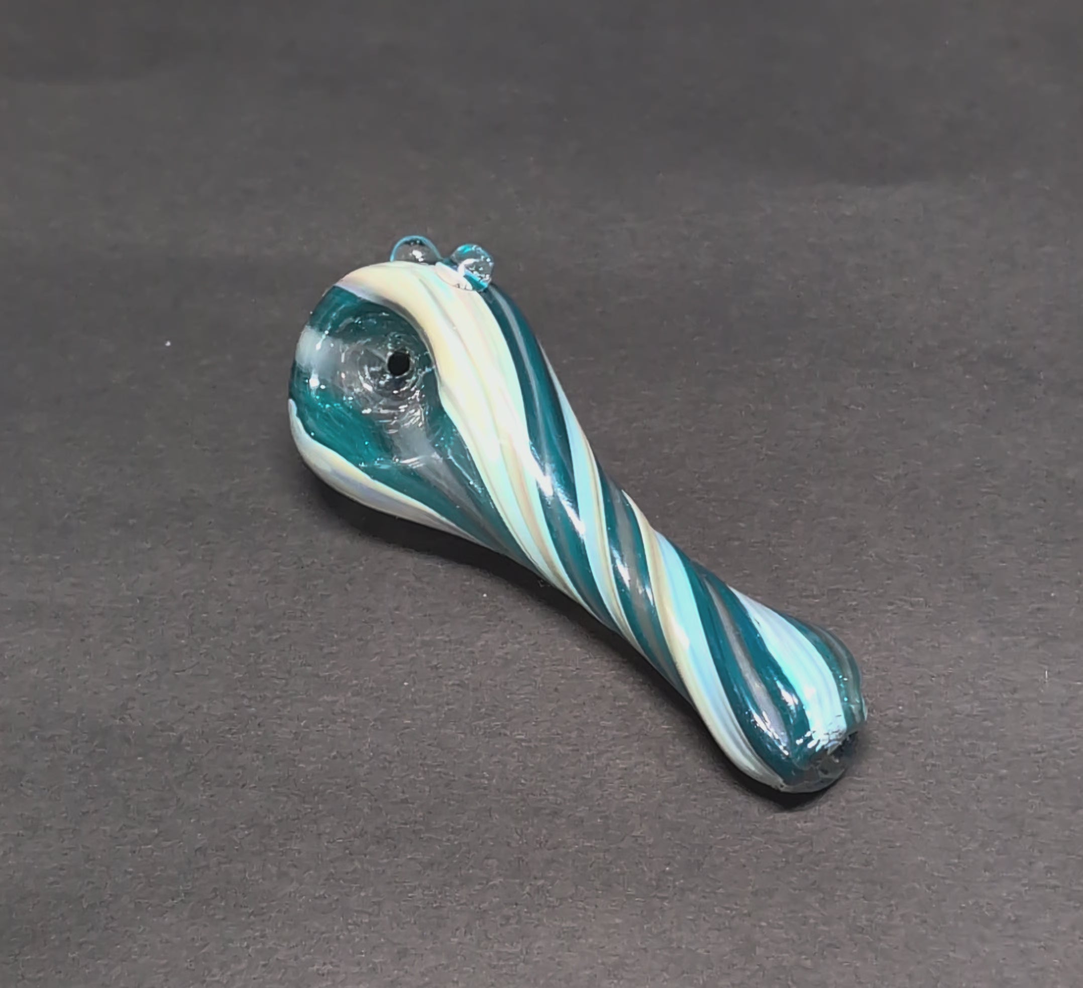 Handmade Glass | Blue & White Twisted Spoon | One-Of-One | Disasterpiece Glass