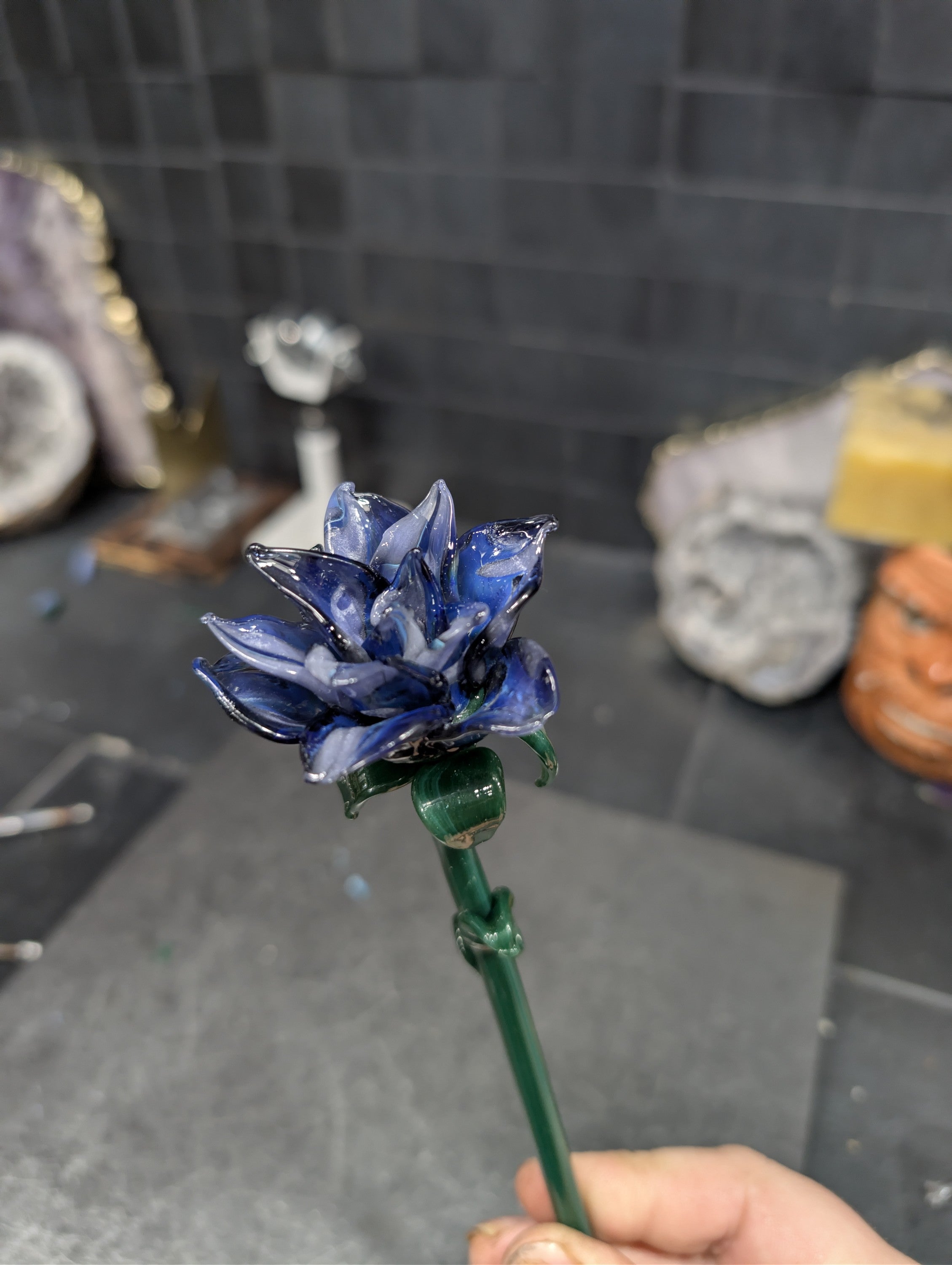 Glass Rose |The Eternal Bloom Collection | Silver Amethyst Bloom |  | One-of-a-Kind | Disasterpiece Glass