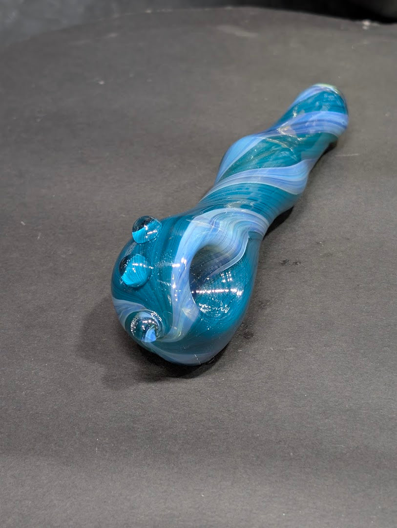 Tidal Drift | Sparkling Teal Maria Spoon | Handcrafted Glass Art | One-of-a-Kind | Disasterpiece Glass