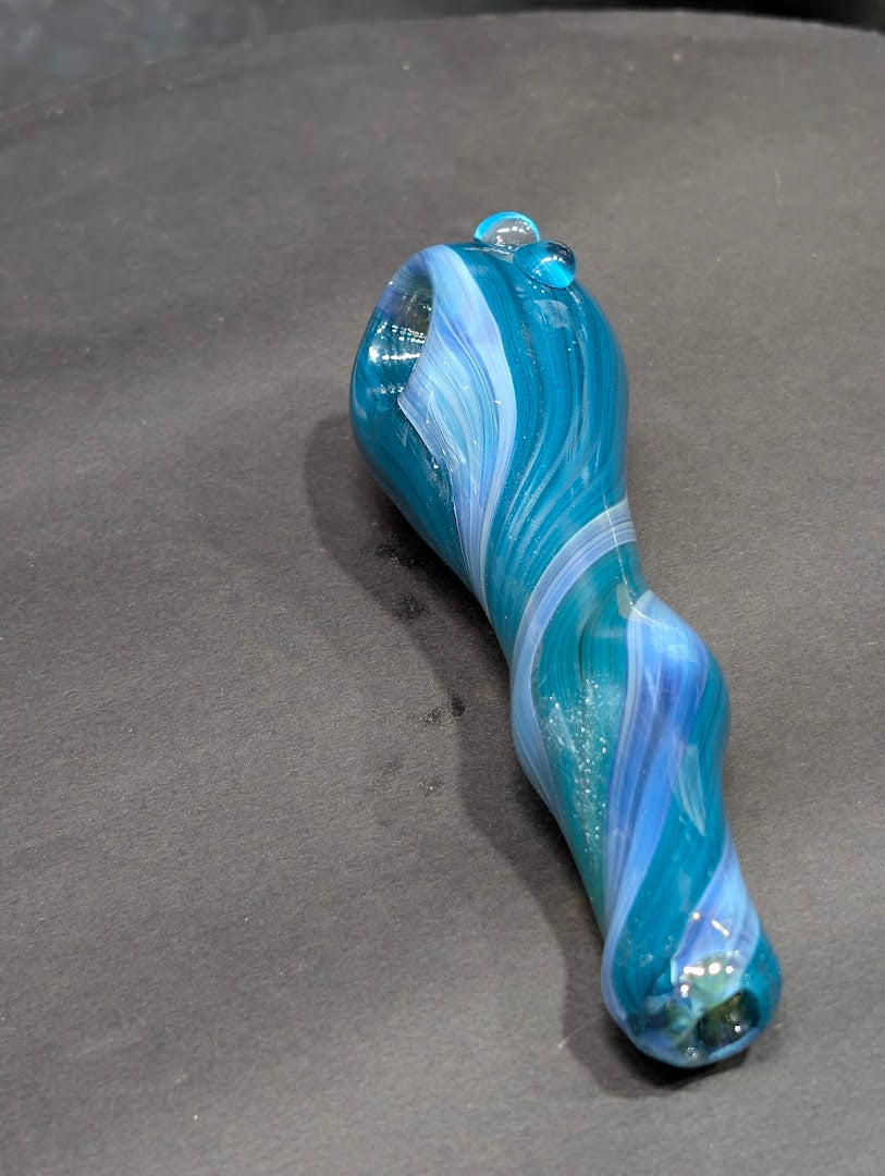 Tidal Drift | Sparkling Teal Maria Spoon | Handcrafted Glass Art | One-of-a-Kind | Disasterpiece Glass